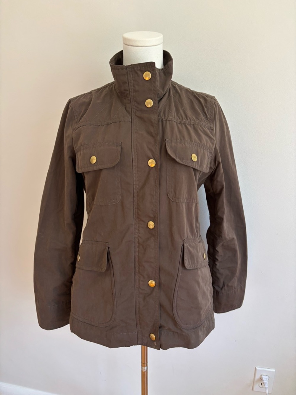 Signature Brown Utility Jacket with Gold-Tone Snaps